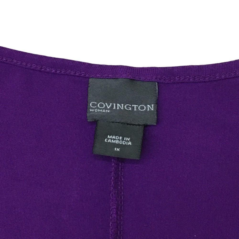Covington Purple Front Pintucked Curved Hem Top - Women’s 1X - Picture 9 of 11